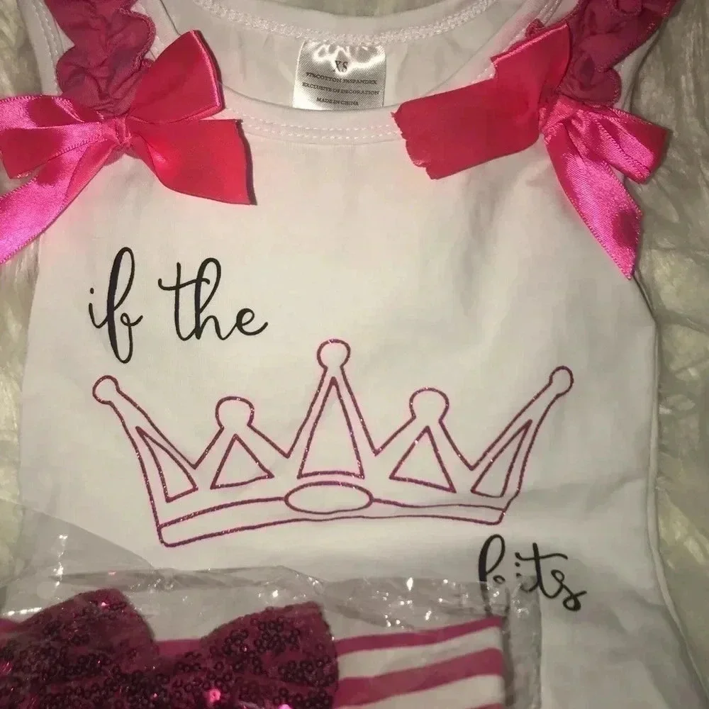 “IF THE CROWN FITS” 2 PIECE SET & HEADBAND SZ S